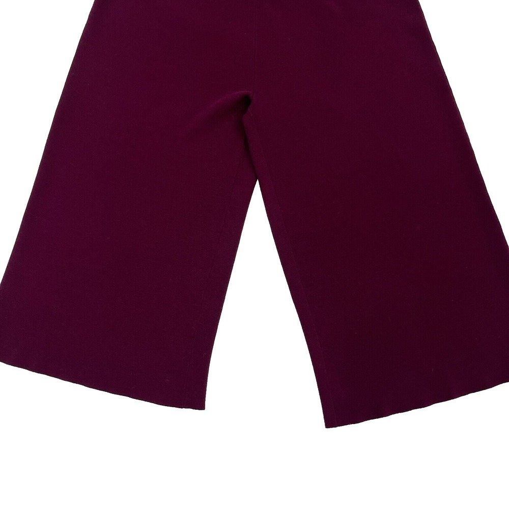 Ann Taylor Thick Knit Crop Pants Maroon Merlot Pull On - Picture 3 of 12